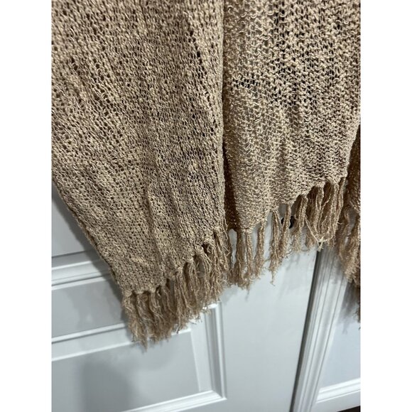 Coldwater Creek Lightweight Beige Open Knit Fringe Cardigan Wrap - Picture 5 of 10